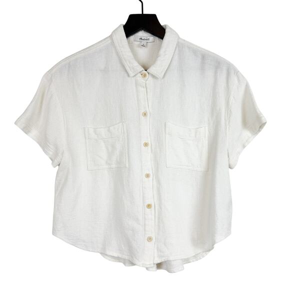 Madewell Breezewoven Beachside Shirttail Top Shirt Button Front White NF219 - M - Picture 1 of 8